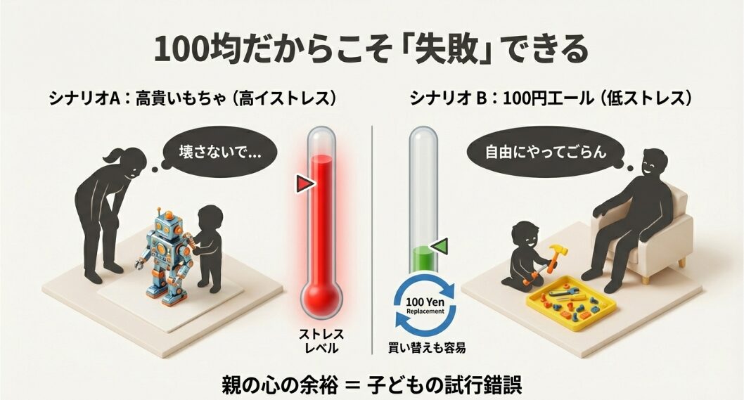 100均おもちゃでのびのび遊ぶ子供