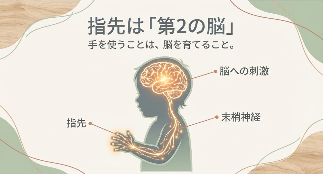 100均素材で手作りした教具を熱心に触る子供