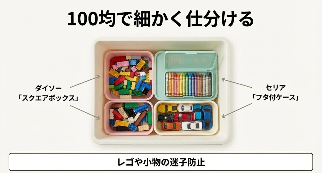 100均ケースを西松屋の箱に活用するアイデア