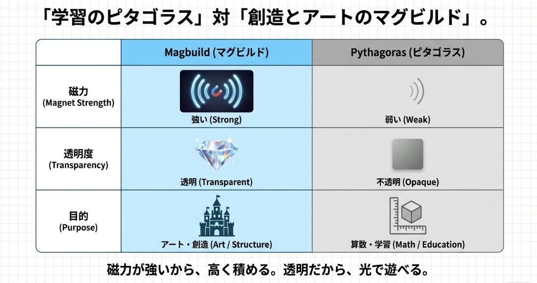 マグビルドとピタゴラスの比較