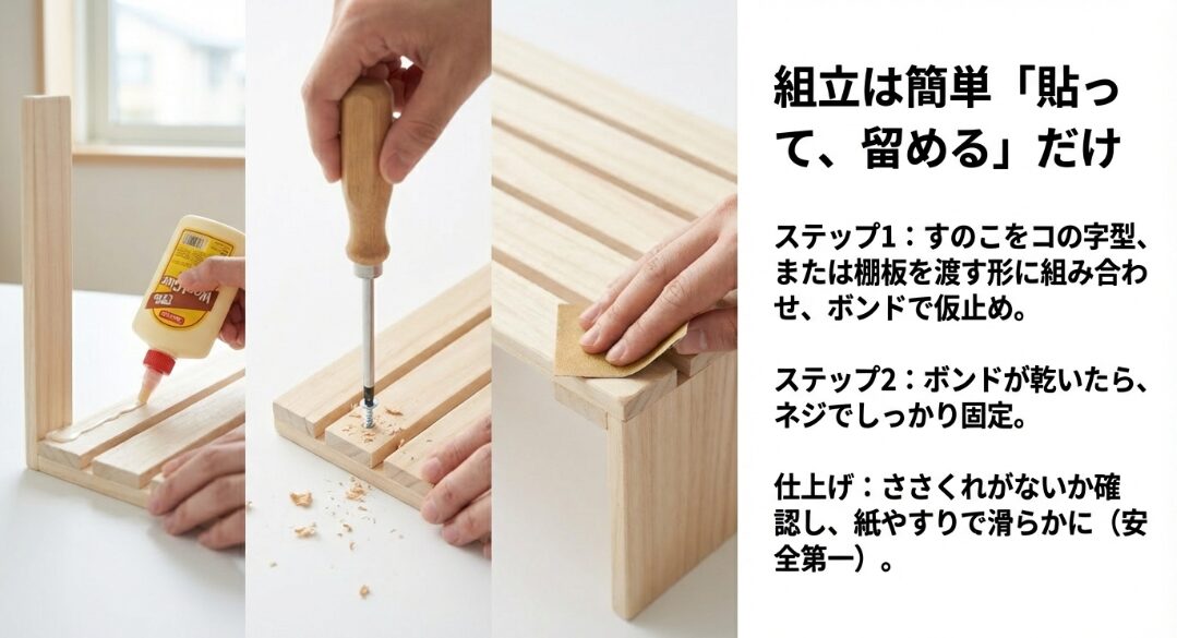 すのこ棚の簡単な製作手順