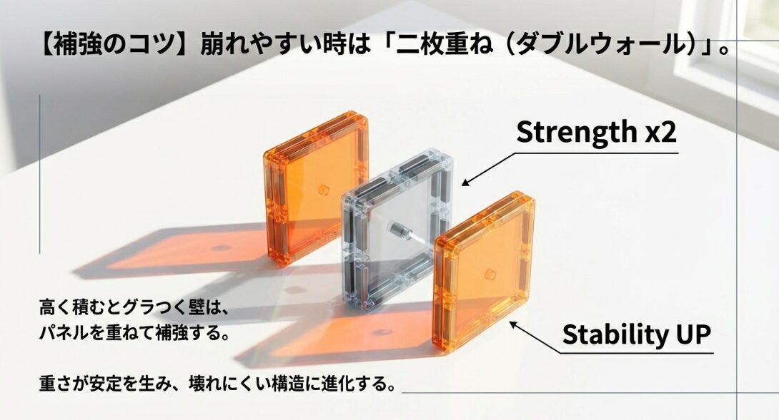 パネルを2枚重ねて補強するテクニック