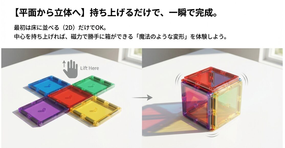 床に並べて作るマグビルドの平面作品