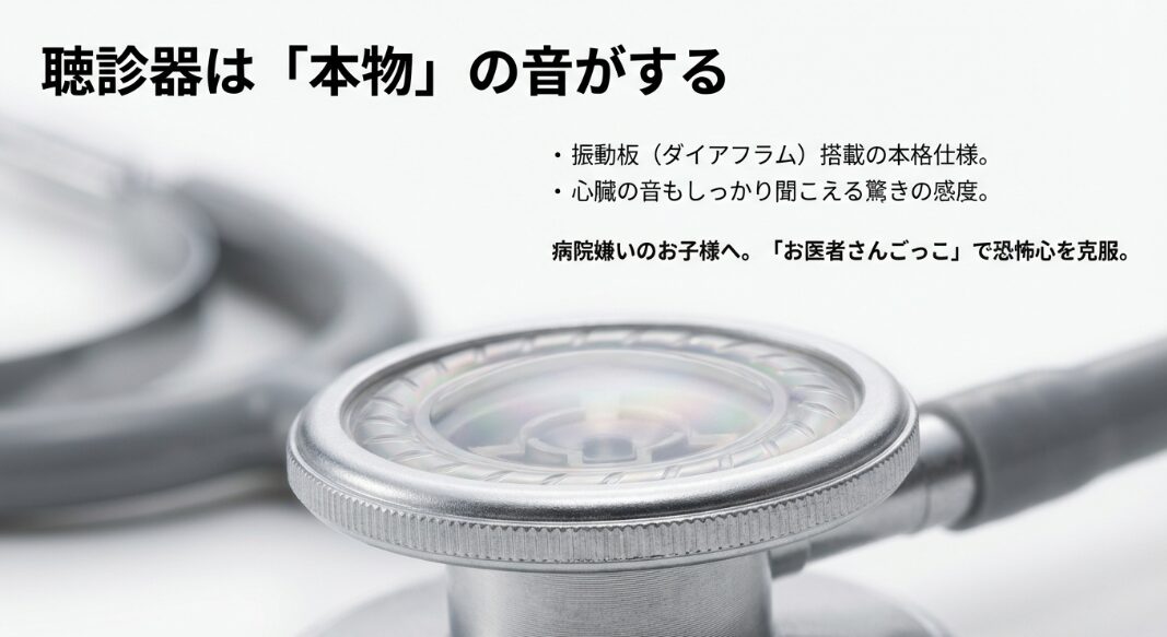 100均の聴診器おもちゃでお医者さんごっこ
