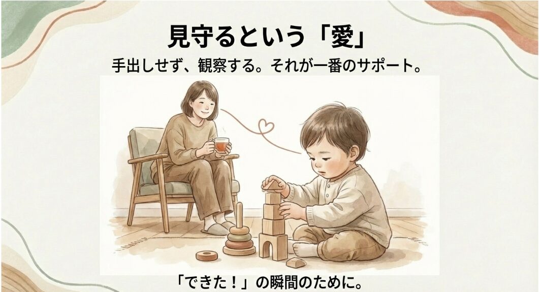 子供を見守るお母さんの背中