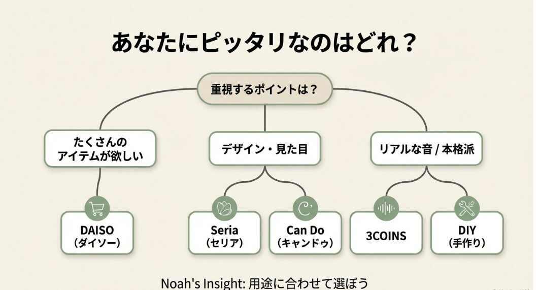 長く清潔に遊びたいならダイソー、リビングの美観と知育性ならセリアが私のイチオシです！