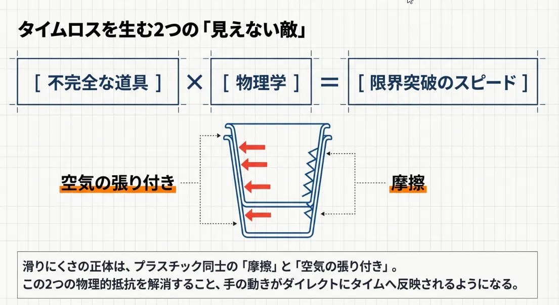 100均カップは「摩擦」と「空気」をハックすれば速くなる