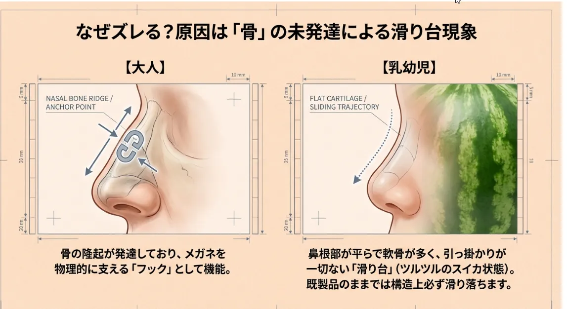 100均メガネがズレる理由は鼻根の低さにあり！手作りで解決