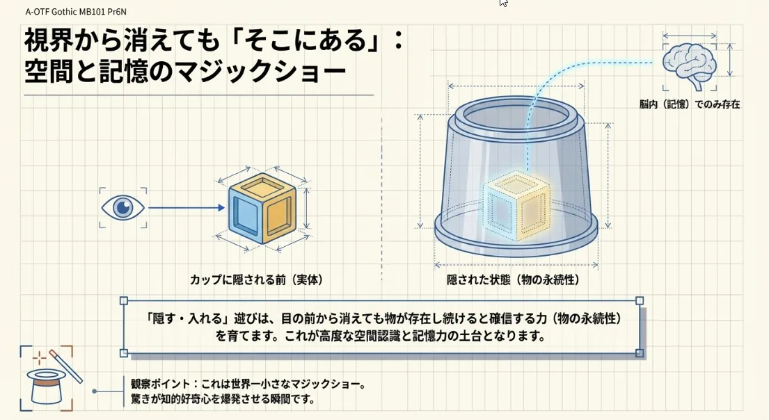 1歳すぎの「入れる・隠す」遊びで空間認識の基礎を作る