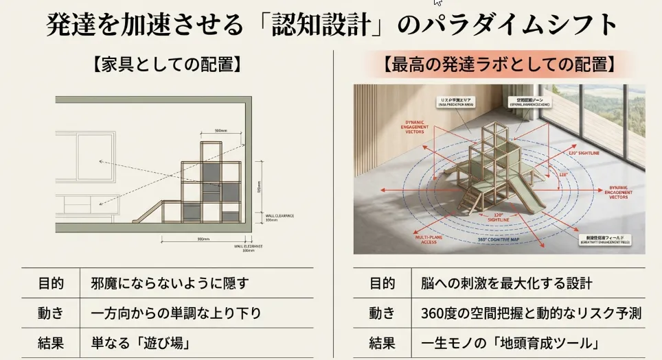 360度の距離感を測る！部屋の中央に置く知育的メリット