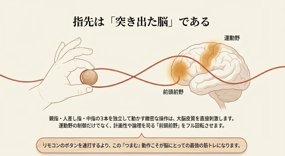 3本の指は「突き出た脳」！微細運動が知能を直接刺激する
