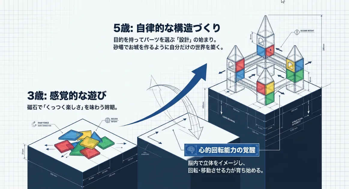 5歳のマグビルドは「構造」が主役！2Dから3Dへの認知転換が鍵