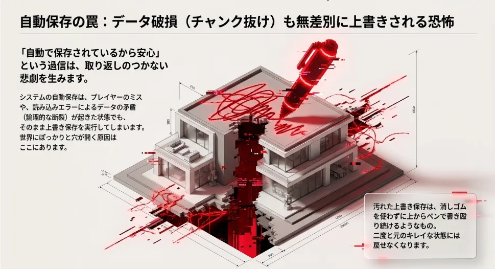 「オートセーブ」だけでは守れない？大切なワールドが消える正体