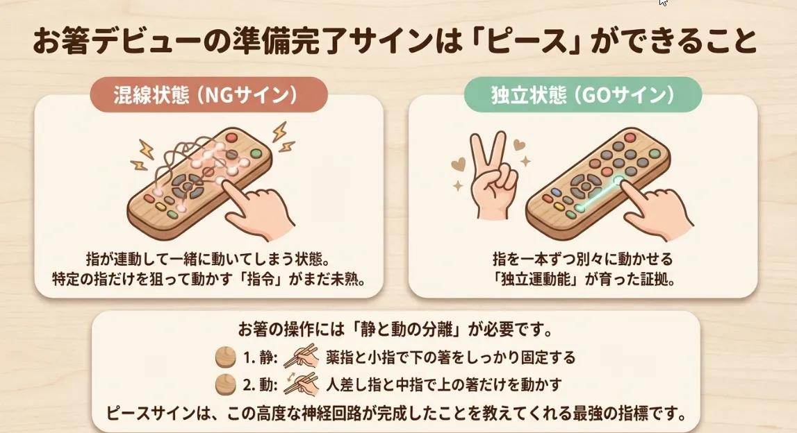 「ピースサイン」ができるかが神経発達のGOサイン