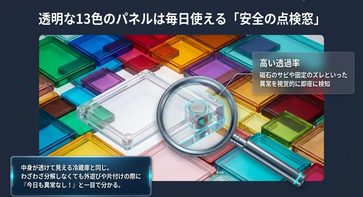 【ノアの眼】透明パネルは異常を検知するための安全モニター