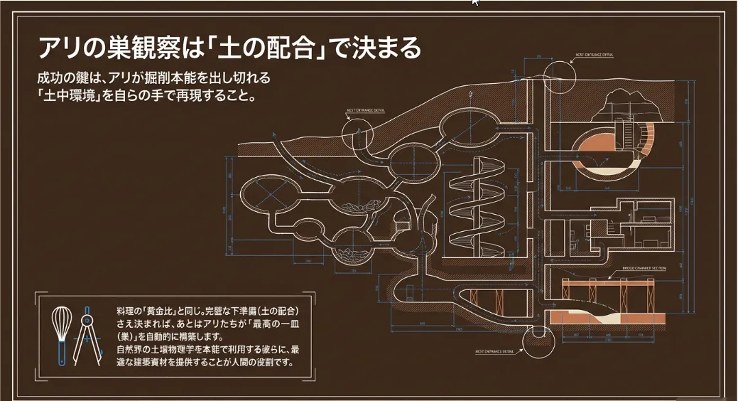 アリの巣観察は土