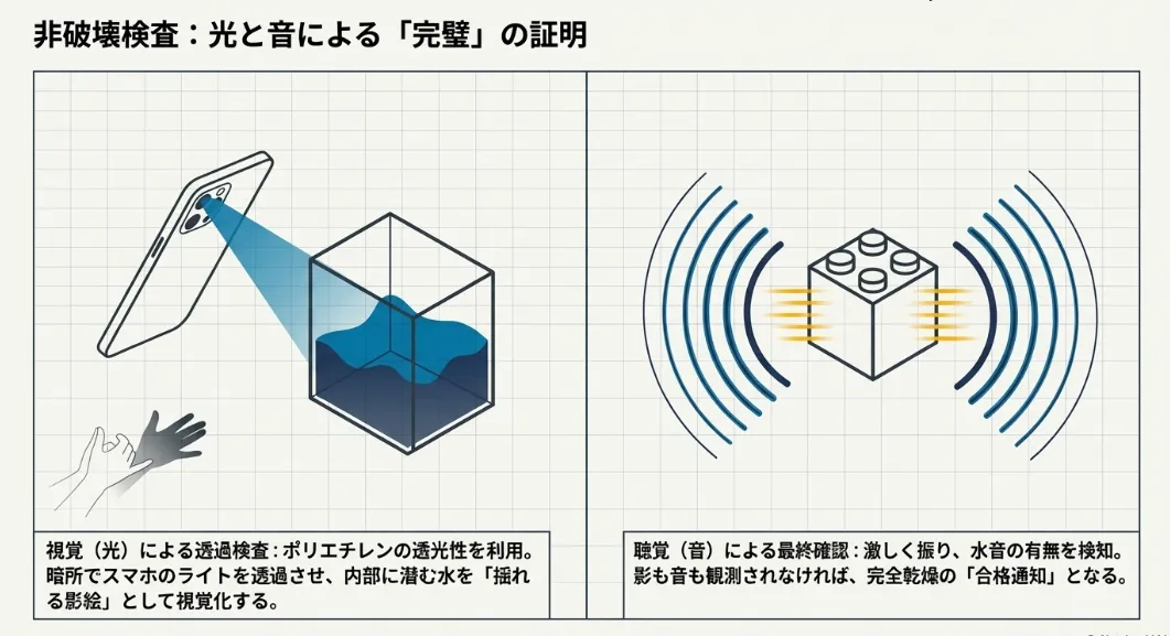 スマホのライトで透視！内部の水分を影で視覚化する検品メソッド