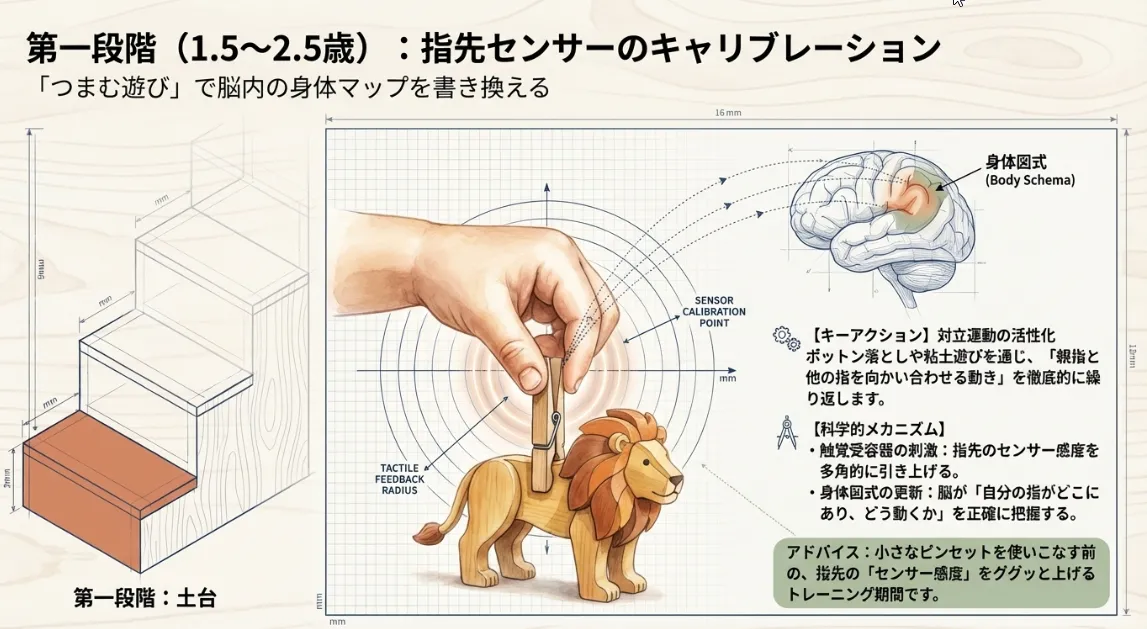 ポットン落としや粘土で「つまむ感覚」を磨く