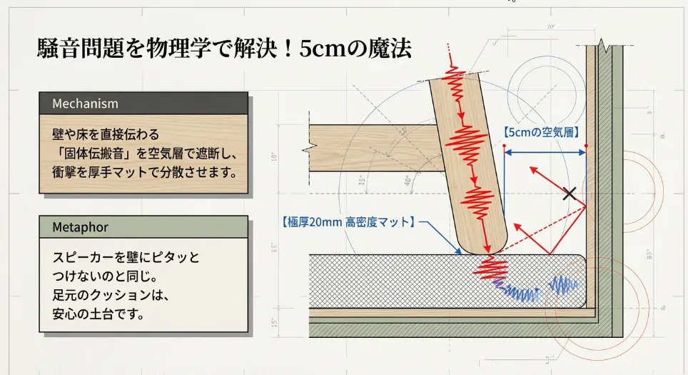 マンションでの騒音問題を「物理学」で解決する5cmの魔法