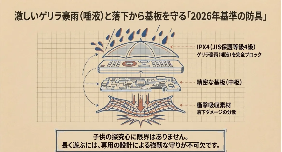 基盤を守る「IPX4」以上の気密性とボタン構造の秘密