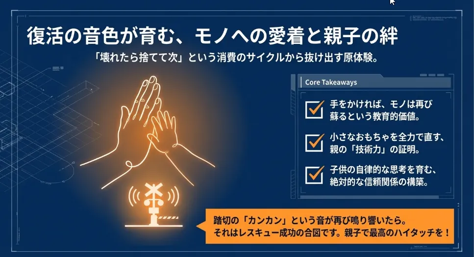 大切な踏切を末長く！メンテナンスで蘇る親子の時間