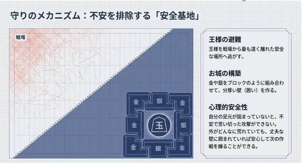 守りは「囲い」で分離！王を安全地帯へ逃がす守備戦略