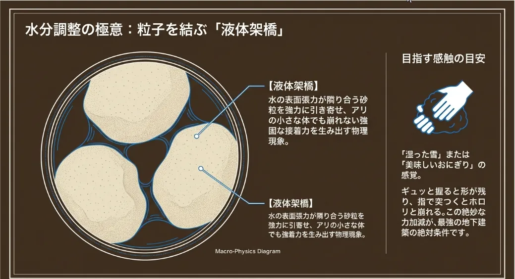 水が最強の接着剤に！「液体架橋」を操る水分量の極意