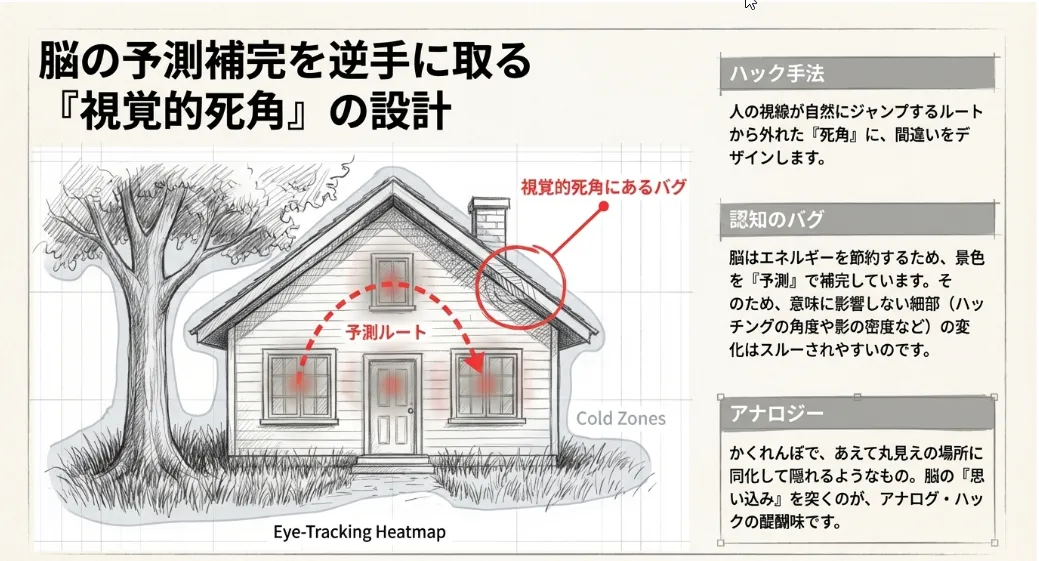 注意の瞬目を誘発し「目の前にあるのに見えない」罠を仕掛ける