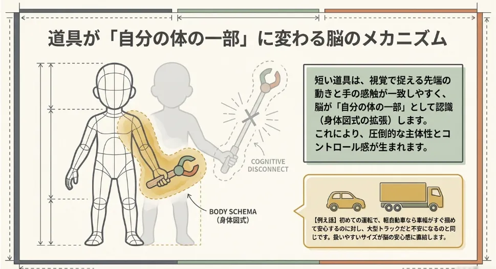 脳が「自分の手」と認識する！短尺タイプが育む身体図式の拡張