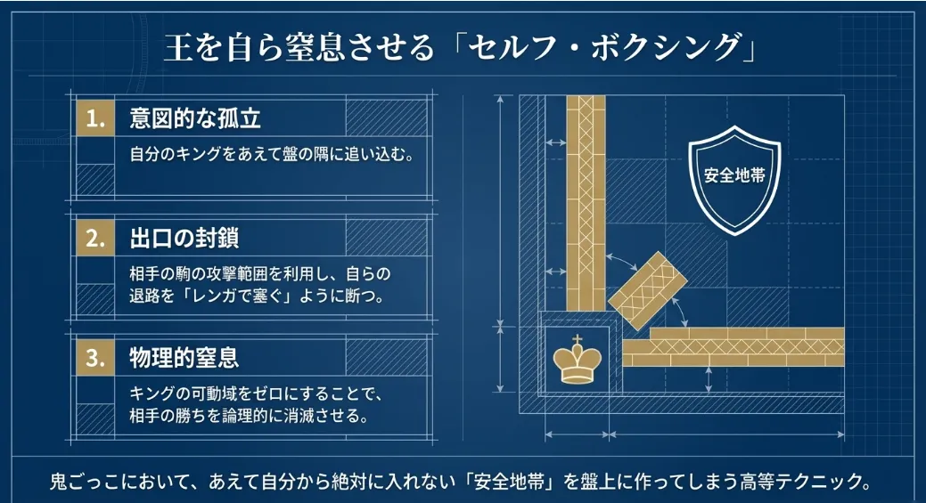 自軍キングを窒息させる「セルフ・ボクシング」の極意