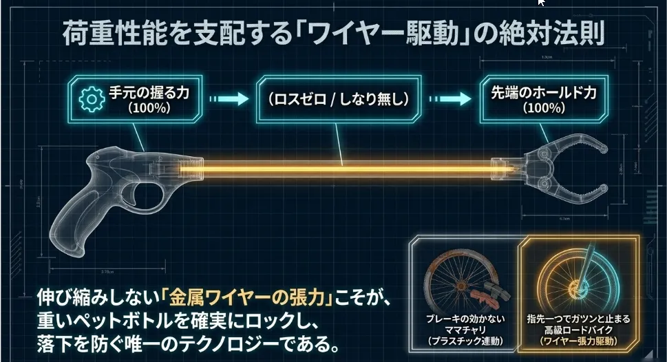 荷重耐久性能の差は「ワイヤー駆動」という構造にあり