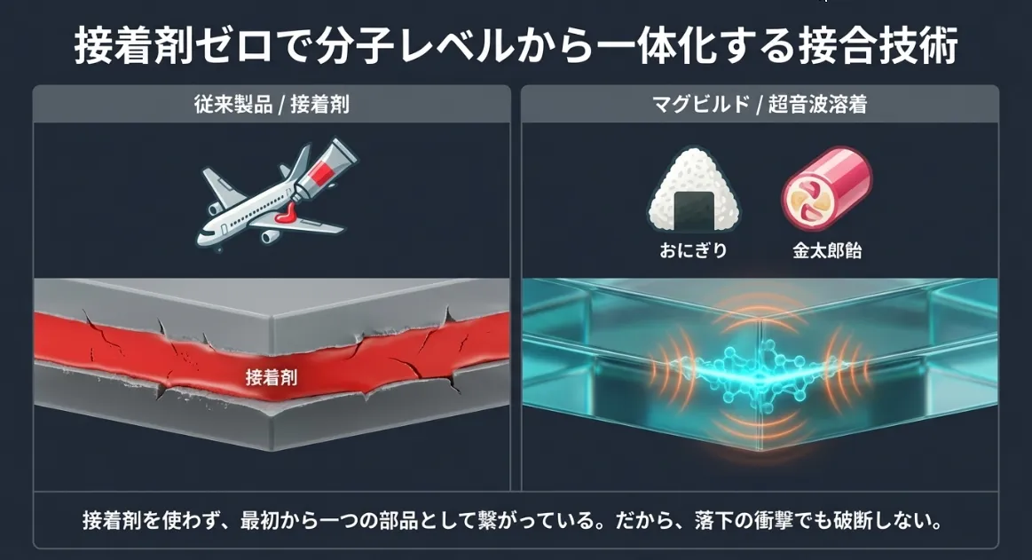 表面的な接着ではなく深部まで一体化する工業技術の差