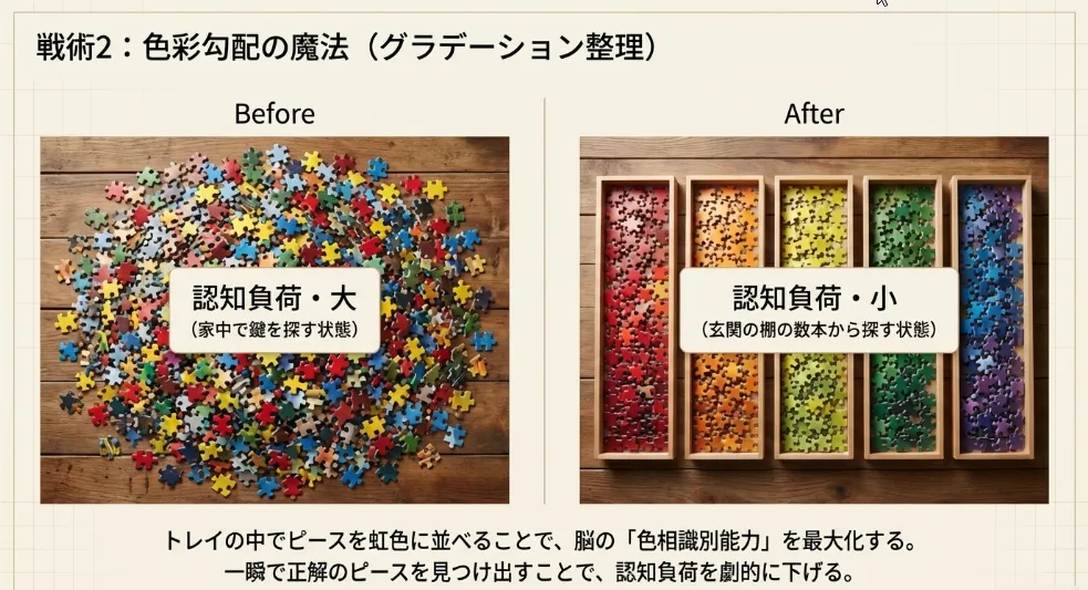 迷子をなくす！トレイを虹色に並べる「色彩勾配法」の裏技