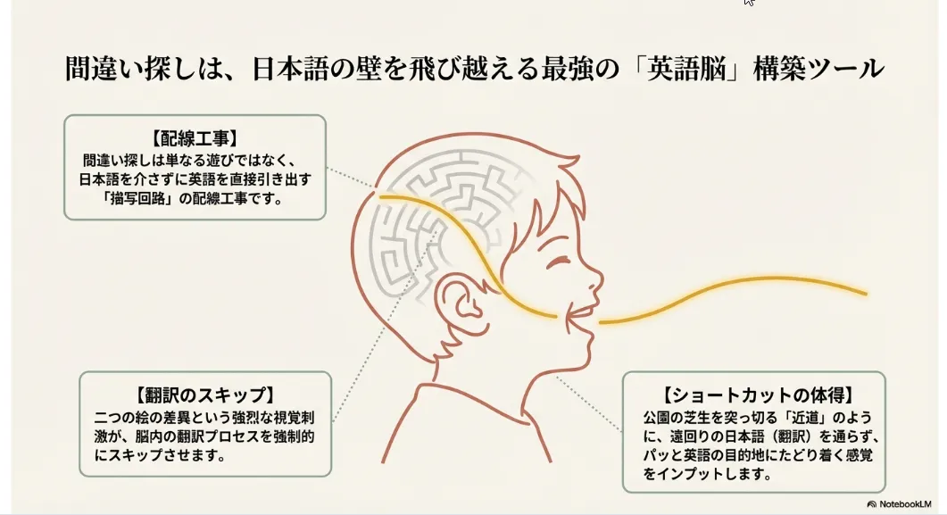 間違い探しで英語が口に出る！