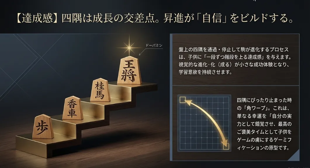 階級が上がる達成感！四隅の境界線を越えて「歩」を「王」へ育てる