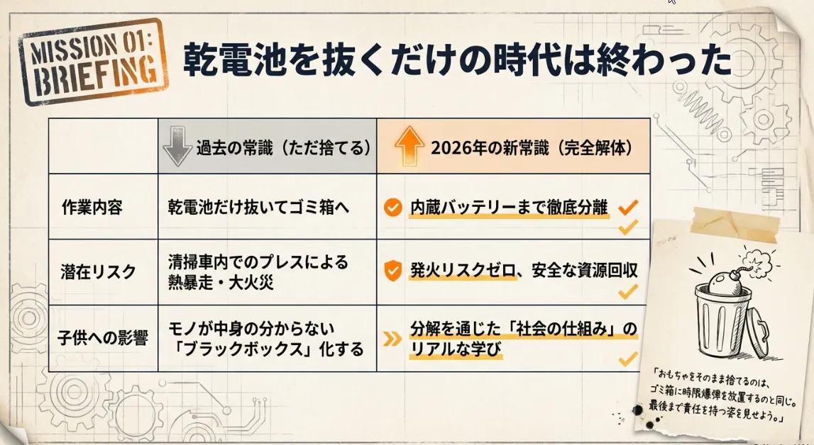 電池抜きだけでは不十分！2026年版・動力付き玩具の正しい捨て方