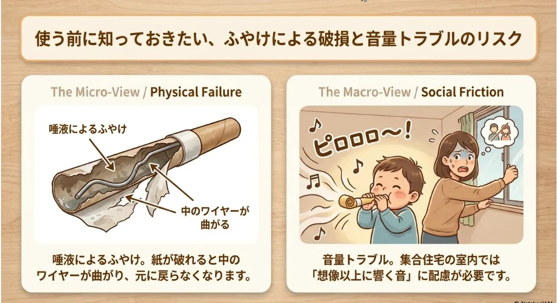 100均吹き戻しの耐久限界と音量注意